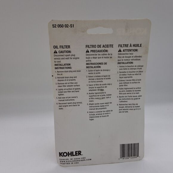 Kohler LARGE-CAPACITY SPIN ON REPLACEMENT Premium OIL FILTER #5205002S1 M18 CH11 - Picture 15 of 16